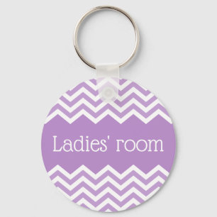 Ladies room bathroom keychain, purple chevrons key ring