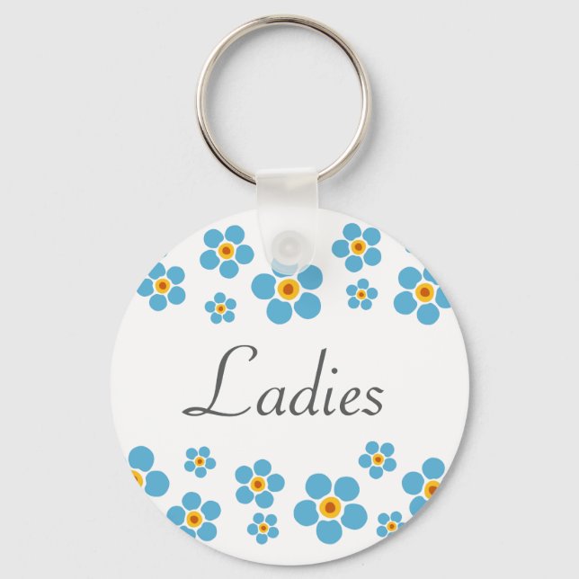 Ladies room Forget me nots floral border keychain (Front)