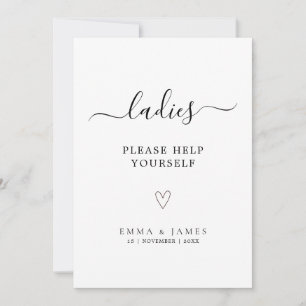 Ladies Room Sign Template, Minimalist Wedding Sign Invitation