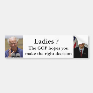Ladies ? Ryan or Biden Bumper Sticker