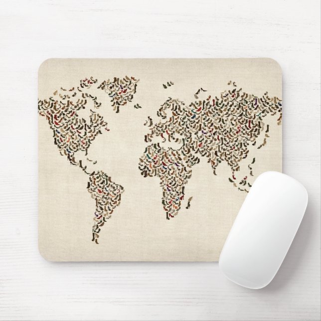 Ladies Shoes Map of the World Map Mouse Mat (With Mouse)