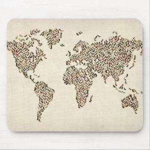Ladies Shoes Map of the World Map Mouse Mat