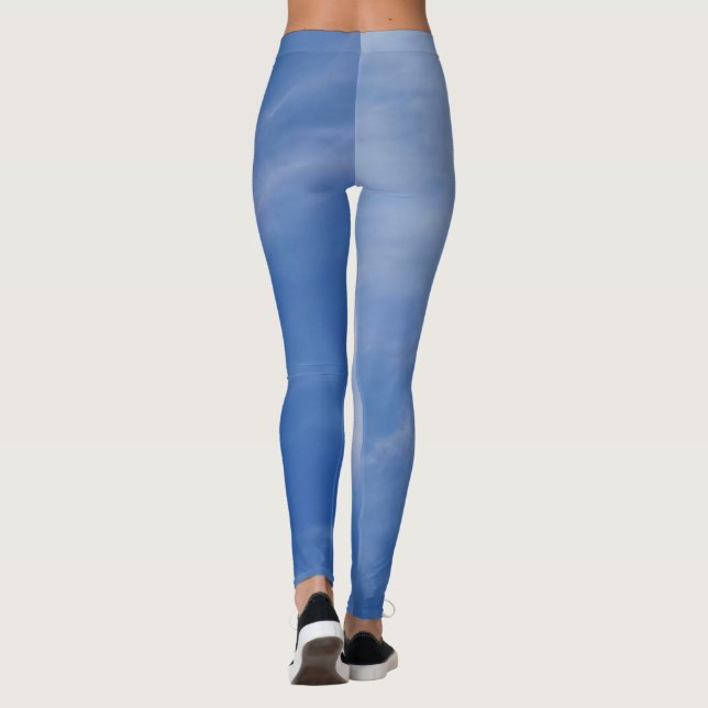  Ladies Sporty Chic Activewear Blue Sky Leggings (Back)