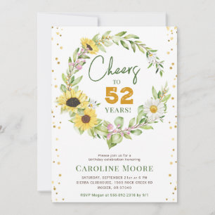 Ladies Sunflower Birthday Cheers to Years Elegant Invitation