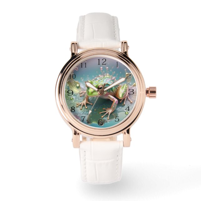 Ladies Tree Frog Reflections Fractal Art, Watch (Front)