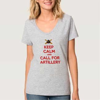 Ladies V-Neck Keep Calm Red Letter Logo T-Shirt
