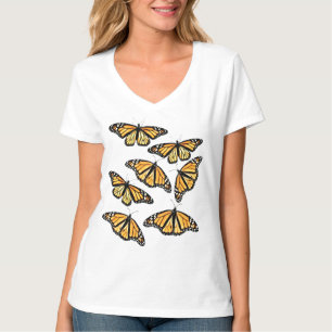Ladies V Neck Tee Lots of Monarchs