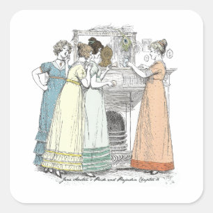 Ladies Waiting Jane Austen Pride and Prejudice Square Sticker