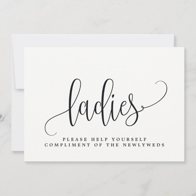 Ladies Wedding Bathroom Sign - Lovely Calligraphy (Front)