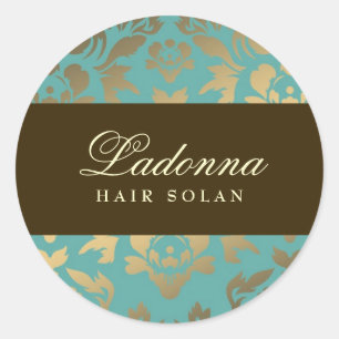 Ladonna Damask Brown Topaz Classic Round Sticker