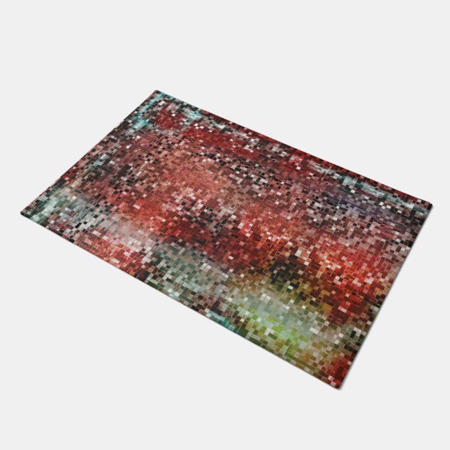 Ladrilho vermelho manchado com tinta spray doormat (Angled)