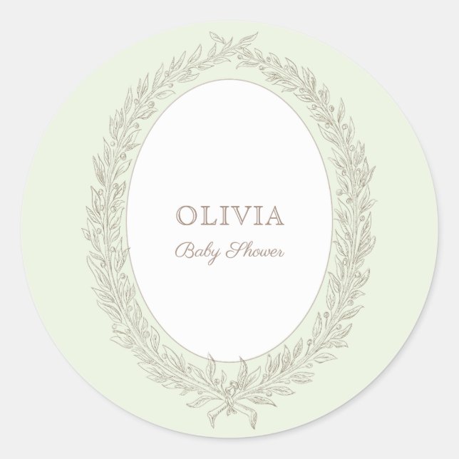 Laduree French Caffee Bonjour Bebe Green Classic Round Sticker (Front)