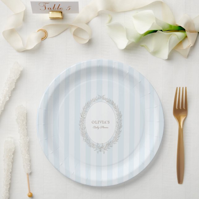 Laduree French Caffee Patisserie Bonjour Bebe Blue Paper Plate (Wedding)