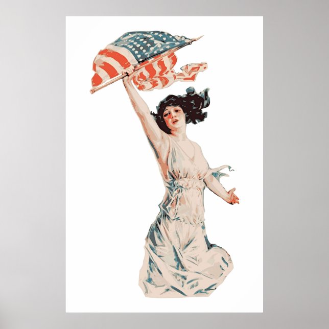 Lady 4th of July American flag lady Poster (Front)