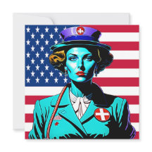 Lady America USA Flag  Postcard