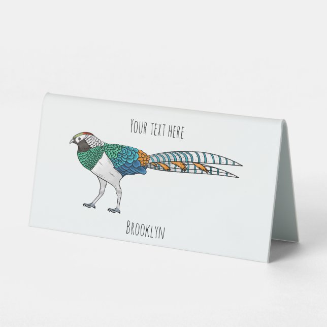 Lady amherst's pheasant bird cartoon illustration  (Front)