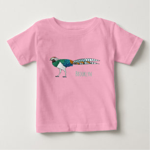 Lady amherst's pheasant bird cartoon illustration baby T-Shirt