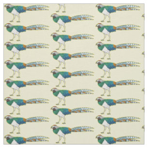 Lady amherst's pheasant bird cartoon illustration fabric