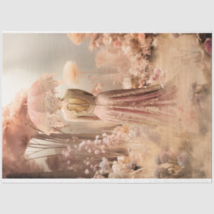 Lady and a Parasol, Pink Floral Fantasy Portrait  Tissue Paper