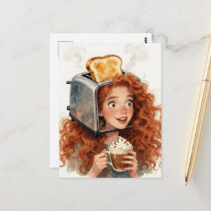 Lady and A Toaster on her head Postcard