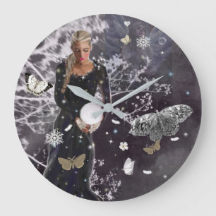 Lady and Crystal Ball  Round Clock