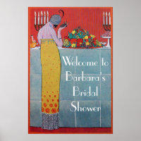 LADY AND FRUITS TABLE SET ART DECO WEDDING SHOWER