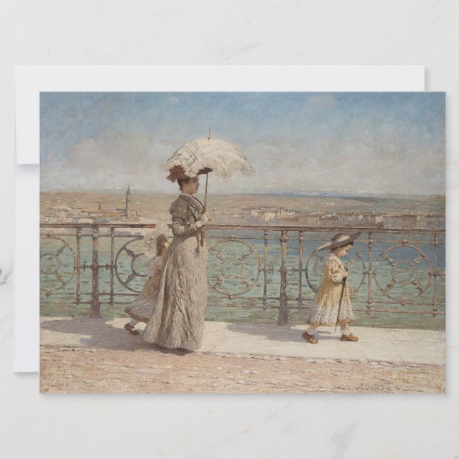 Lady and Girls on the Ponte Nuovo Bridge, Verona Card (Front)