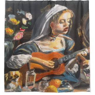 Lady and Guitar Shower Curtain
