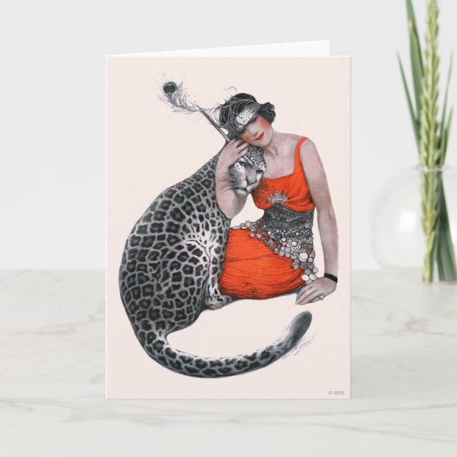 Lady and Leopard Card (Front)
