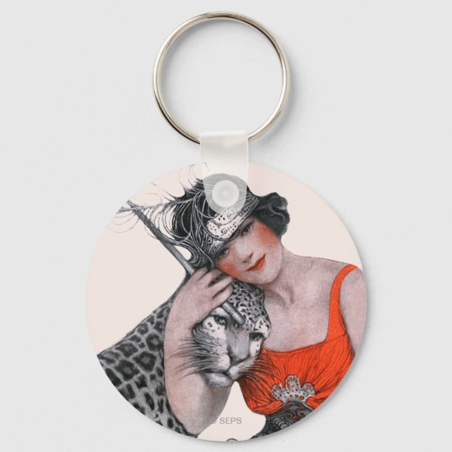 Lady and Leopard Key Ring (Front)