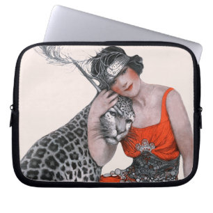 Lady and Leopard Laptop Sleeve