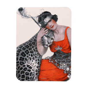 Lady and Leopard Magnet