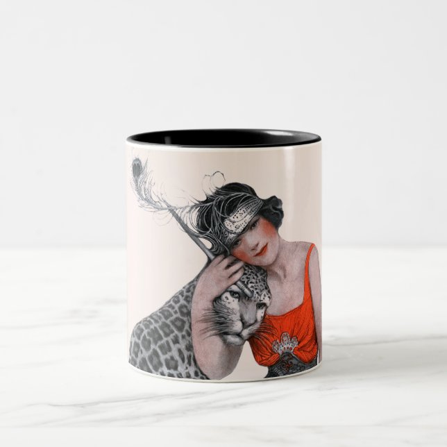 Lady and Leopard Two-Tone Coffee Mug (Center)