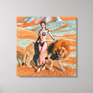 Lady and Lion Canvas Print