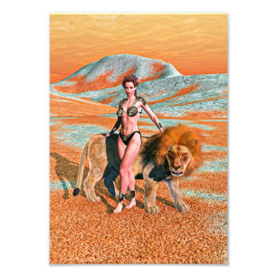 Lady and Lion Photo Print