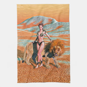 Lady and Lion Tea Towel