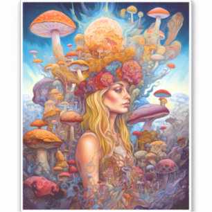Lady And Mushrooms Surreal Fantasy Art