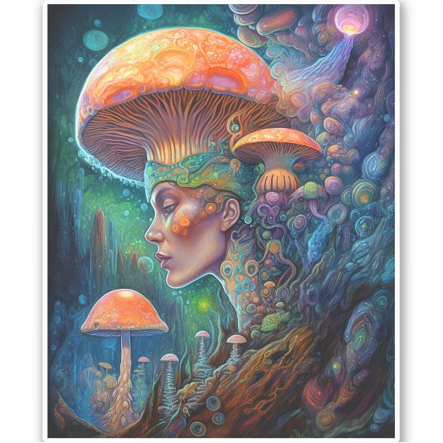 Lady And Mushrooms Surreal Fantasy Art (Front)