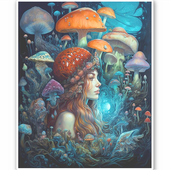 Lady And Mushrooms Surreal Fantasy Art (Front)
