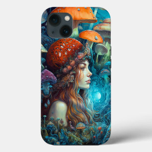 Lady And Mushrooms Surreal Fantasy Art iPhone 13 Case