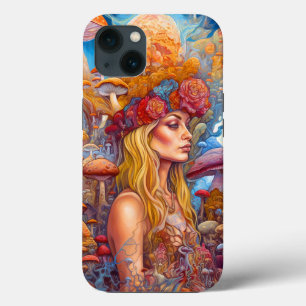 Lady And Mushrooms Surreal Fantasy Art iPhone 13 Case