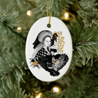 Lady and Night Owl Ceramic Tree Decoration