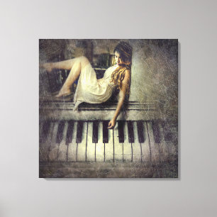 Lady and Piano Keys Canvas Print