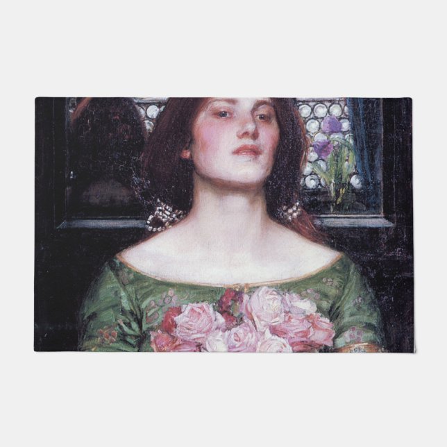 Lady and Roses, John William Waterhouse Doormat (Front)