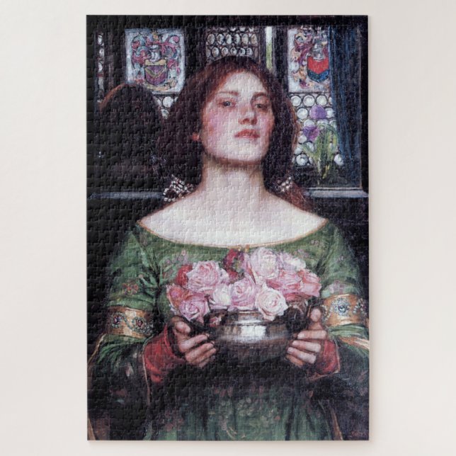 Lady and Roses, John William Waterhouse Jigsaw Puzzle (Vertical)