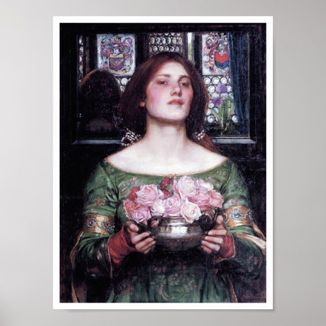 Lady and Roses, John William Waterhouse Poster (Front)
