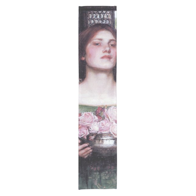 Lady and Roses, John William Waterhouse Short Table Runner (Front)