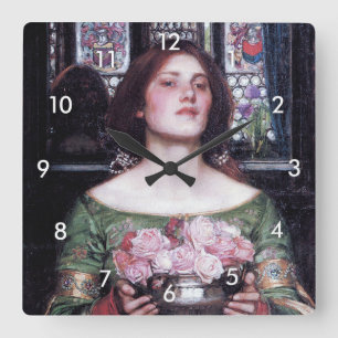 Lady and Roses, John William Waterhouse Square Wall Clock