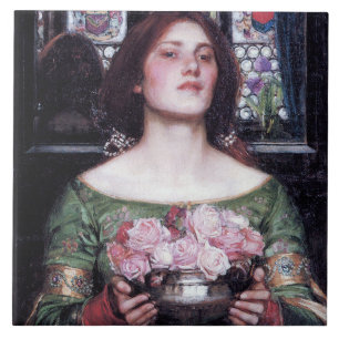 Lady and Roses, John William Waterhouse Tile