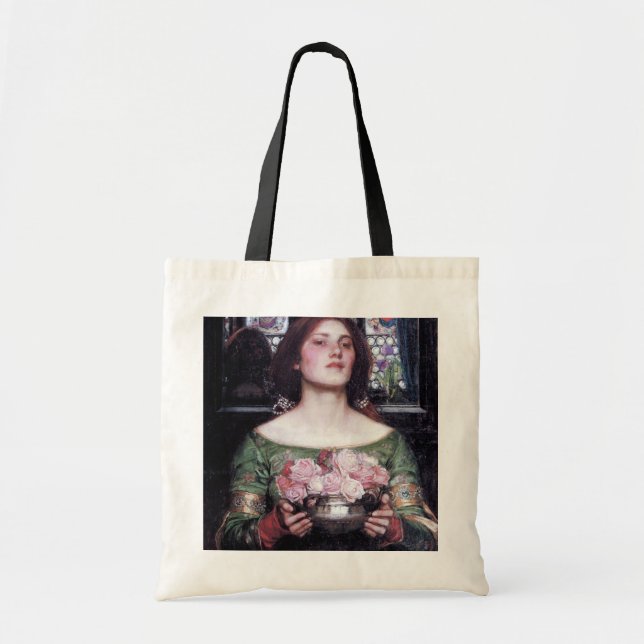 Lady and Roses, John William Waterhouse Tote Bag (Front)